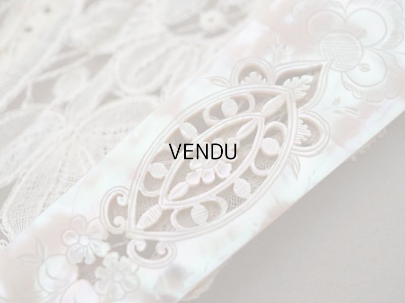 画像11: 1900年代 アンティーク  箱入り　デュシェスレースの大きなファン 彫刻入りマザーオブパール