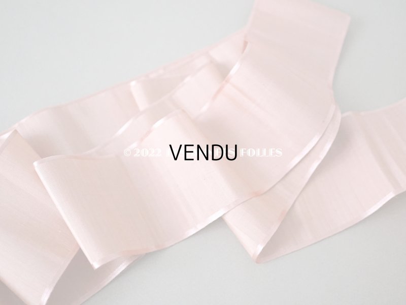 画像6: 1900年代 アンティーク 未使用 シルク製 幅広 グログランリボン 2.48m 幅6cm グレイッシュピンク