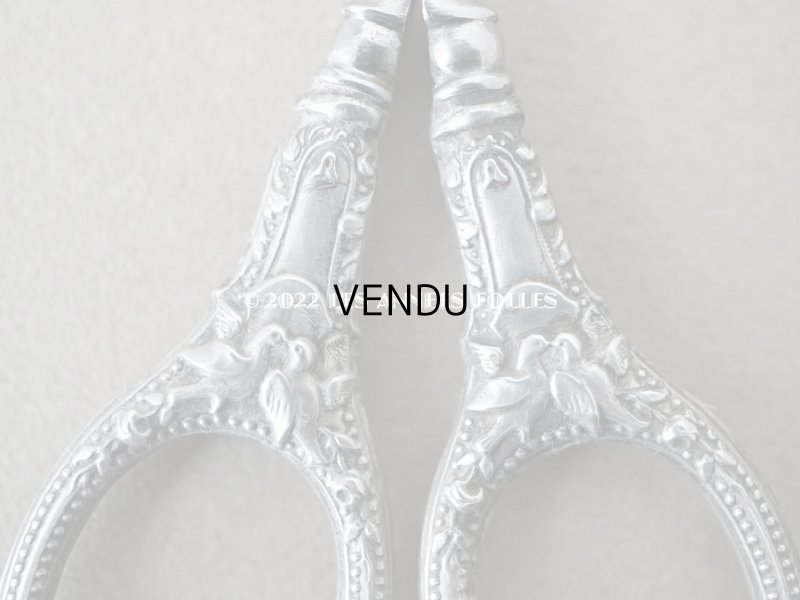 画像9: 1900年代 アンティーク シルバー製 鳥＆薔薇 裁縫道具セット 目打ち&ニードルケース&ハサミ