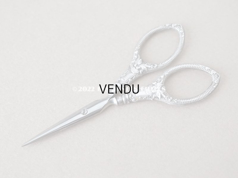 画像6: 1900年代 アンティーク シルバー製 鳥＆薔薇 裁縫道具セット 目打ち&ニードルケース&ハサミ