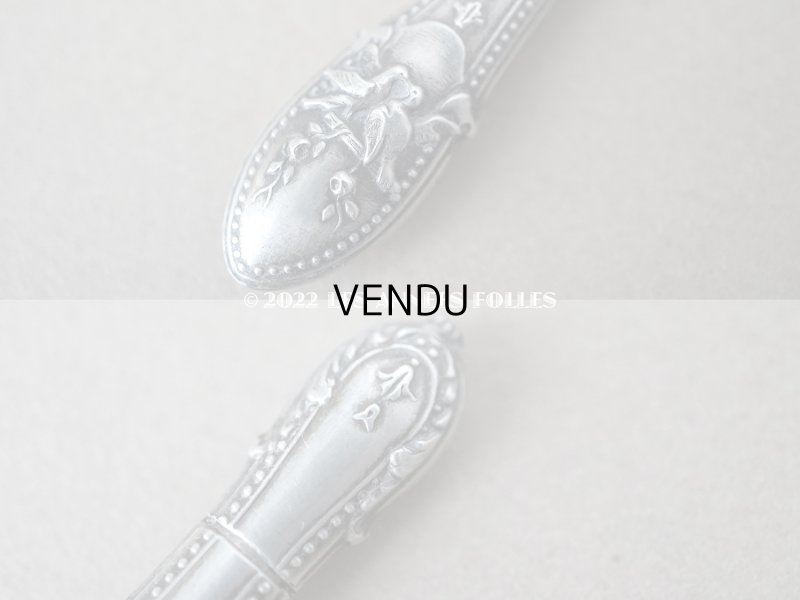 画像11: 1900年代 アンティーク シルバー製 鳥＆薔薇 裁縫道具セット 目打ち&ニードルケース&ハサミ