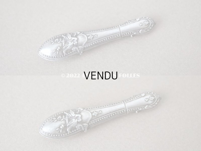 画像10: 1900年代 アンティーク シルバー製 鳥＆薔薇 裁縫道具セット 目打ち&ニードルケース&ハサミ