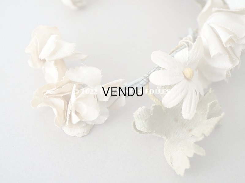 画像6: アンティーク ドールハット用 布花のリース　薔薇&マーガレット＆デイジー