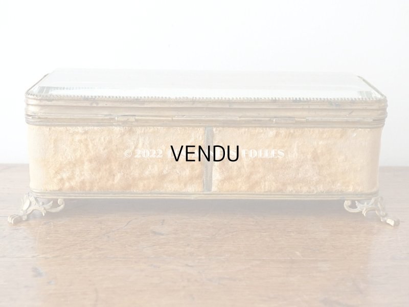 画像5: 19世紀 アンティーク 大きなジュエリーボックス ゴールドのシルク製クッション