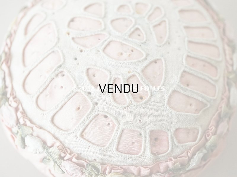 画像4: アンティーク シルク製　5色の薔薇のロココトリム付き ピンクッション 