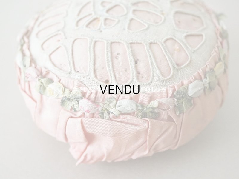 画像6: アンティーク シルク製　5色の薔薇のロココトリム付き ピンクッション 