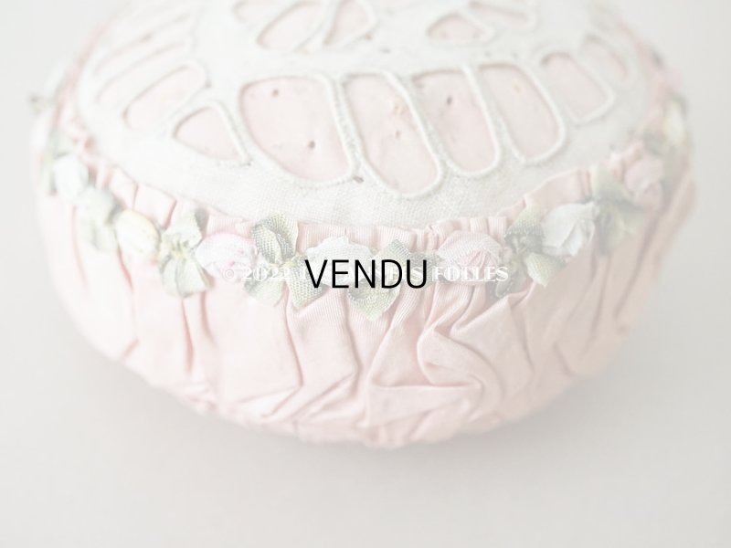 画像7: アンティーク シルク製　5色の薔薇のロココトリム付き ピンクッション 