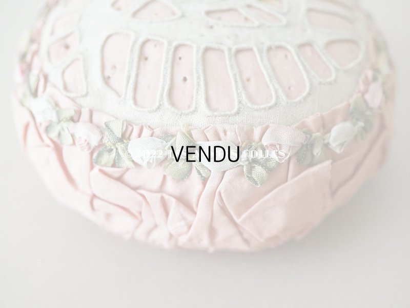 画像5: アンティーク シルク製　5色の薔薇のロココトリム付き ピンクッション 