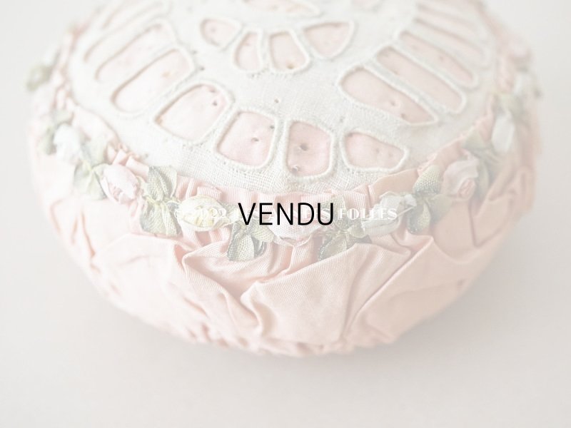 画像8: アンティーク シルク製　5色の薔薇のロココトリム付き ピンクッション 