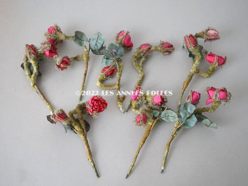 画像9: 19世紀 ナポレオン3世時代 アンティーク 薔薇の布花のセット