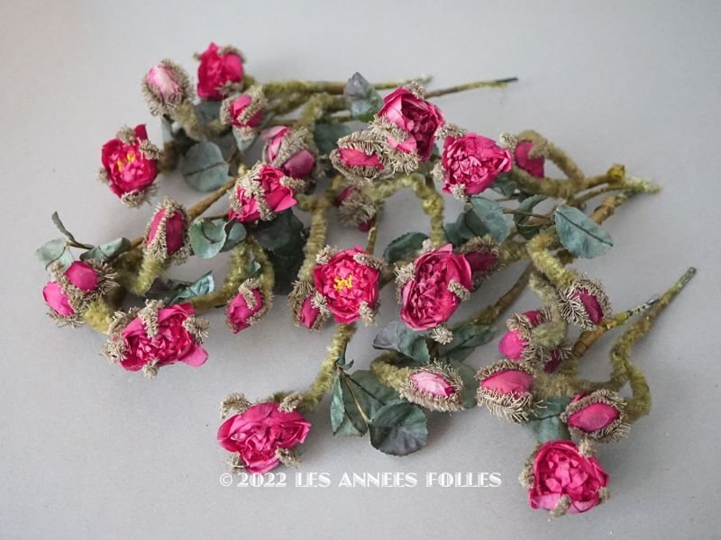 画像1: 19世紀　ナポレオン3世時代 アンティーク 薔薇の布花のセット　