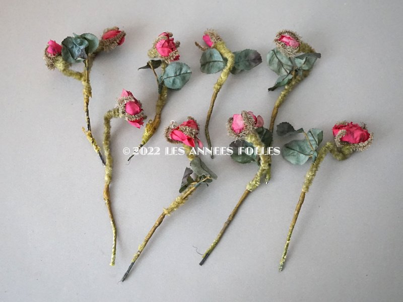 画像10: 19世紀 ナポレオン3世時代 アンティーク 薔薇の布花のセット