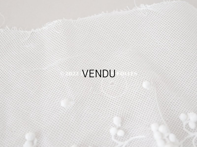 画像5: 1900年代 アンティーク スカラップレース 花のモチーフ ポンポン付 50cm