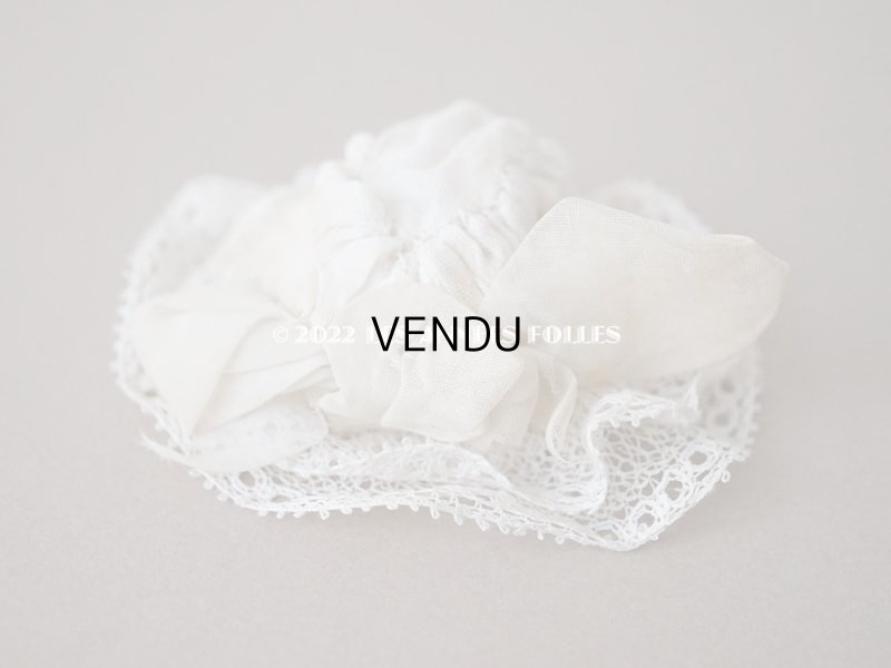 画像8: アンティーク ミニョネット用 とても小さな帽子 リボン&手編みのレース ドール用