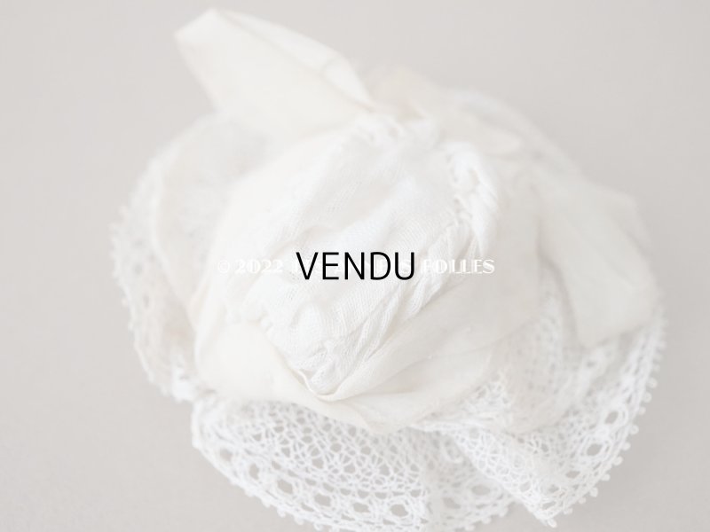 画像6: アンティーク ミニョネット用 とても小さな帽子 リボン&手編みのレース ドール用