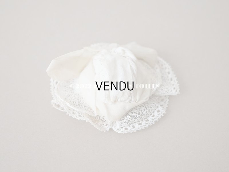 画像4: アンティーク ミニョネット用 とても小さな帽子 リボン&手編みのレース ドール用