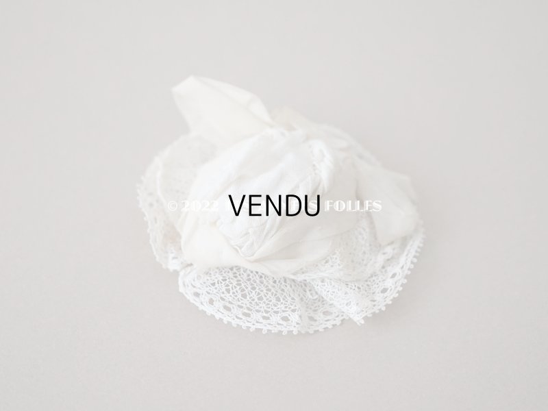 画像5: アンティーク ミニョネット用 とても小さな帽子 リボン&手編みのレース ドール用