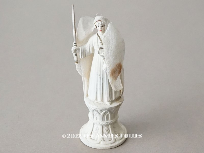 画像1: 19世紀末 アンティーク 初聖体の人形 台座付き セラミック製