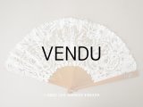 19世紀　アンティーク ファン ブリュッセルミックス 薔薇の花かごのポワンドローズ モノグラム入り 箱付き【ポワン・ド・ガーズ】【ポワン・ド・ローズ】