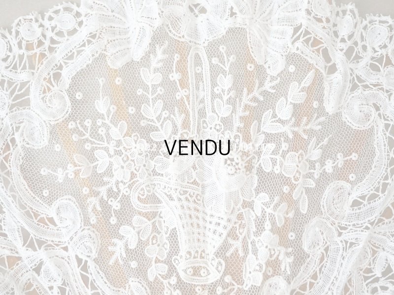 画像10: 19世紀　アンティーク ファン ブリュッセルミックス 薔薇の花かごのポワンドローズ モノグラム入り 箱付き【ポワン・ド・ガーズ】【ポワン・ド・ローズ】