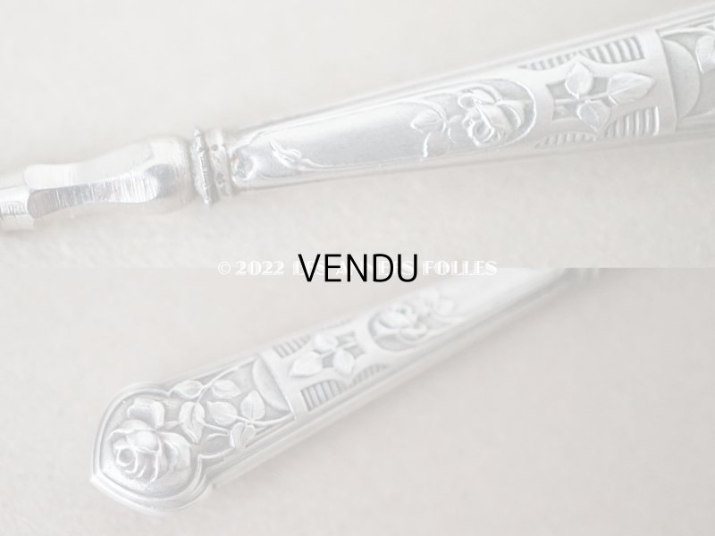 画像6: アンティーク シルバー製 薔薇の裁縫道具セット 