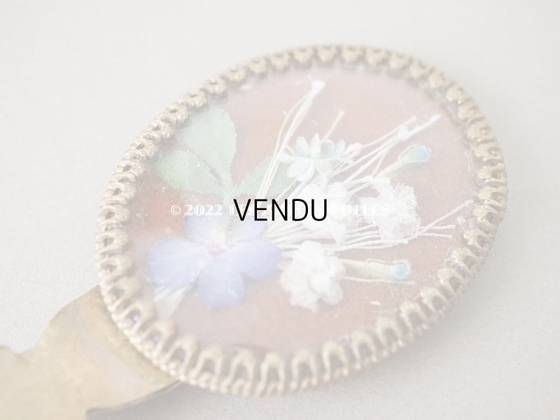 画像8: アンティーク 小さな手鏡 手のモチーフ&菫の布花
