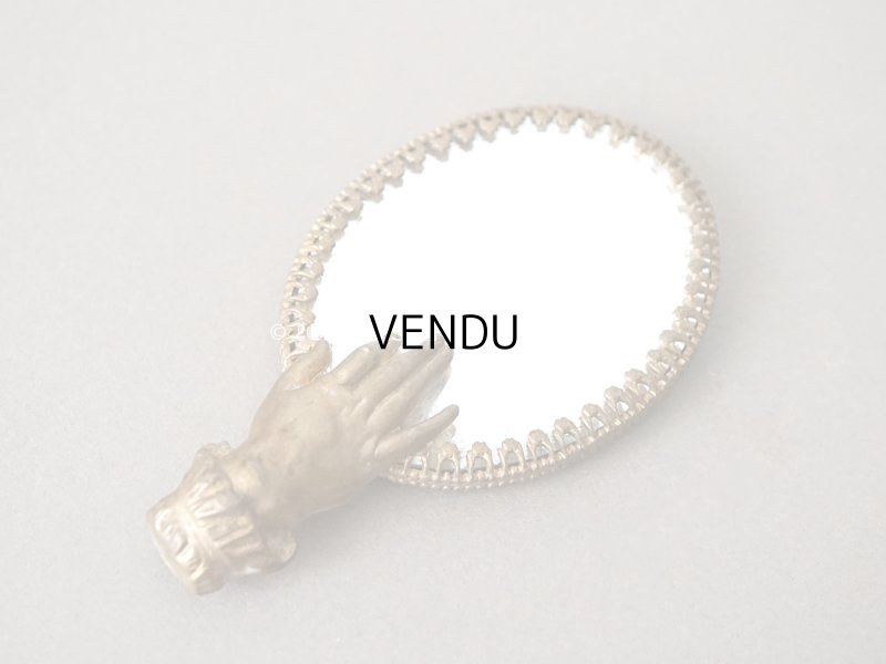 画像4: アンティーク 小さな手鏡 手のモチーフ&菫の布花