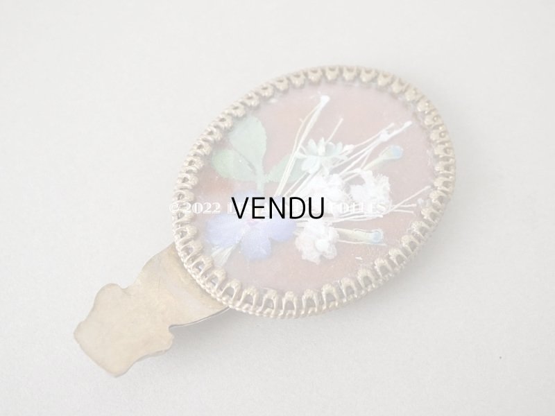 画像7: アンティーク 小さな手鏡 手のモチーフ&菫の布花