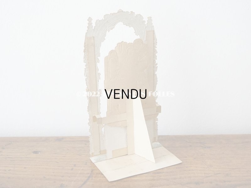 画像7: アンティーク  初聖体の立体カニヴェ 淡いピンクの薔薇の柱 ポップアップ クロモ