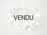 アンティーク 薔薇の大きな花冠 オフホワイト 布花のティアラ