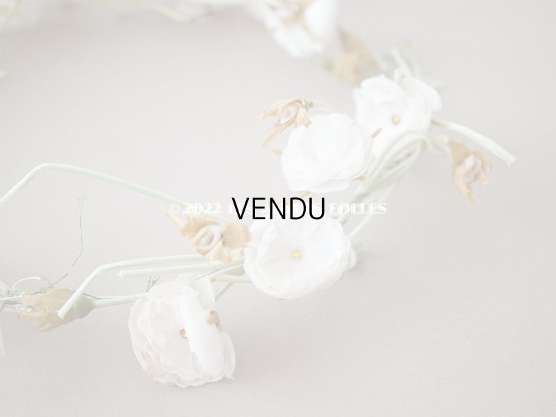 画像12: アンティーク 薔薇の大きな花冠 オフホワイト 布花のティアラ