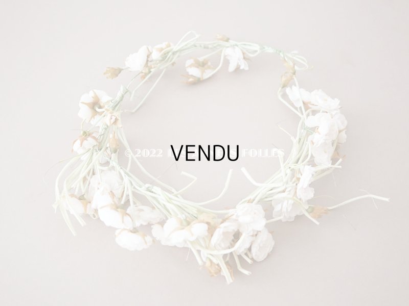 画像4: アンティーク 薔薇の大きな花冠 オフホワイト 布花のティアラ