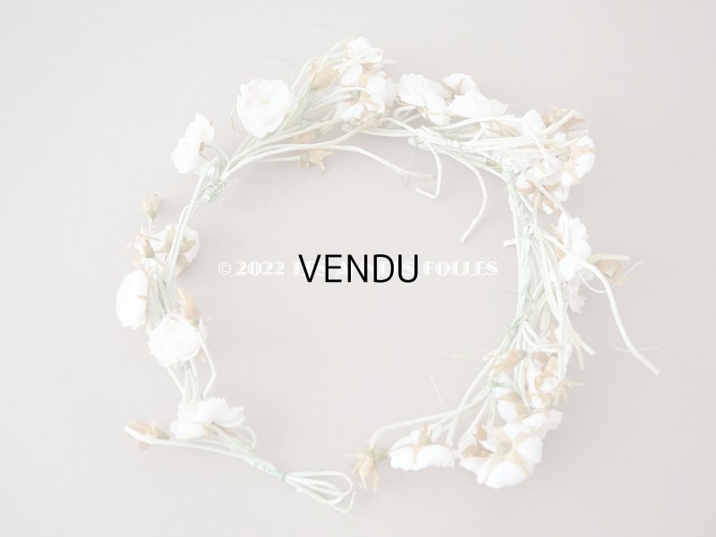 画像3: アンティーク 薔薇の大きな花冠 オフホワイト 布花のティアラ