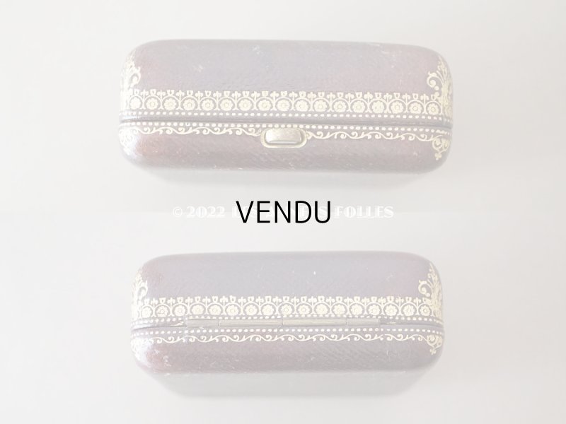 画像4: 19世紀 アンティーク イニシャル L.L.F  本革製 ジュエリーボックス 金彩入り ブラウン