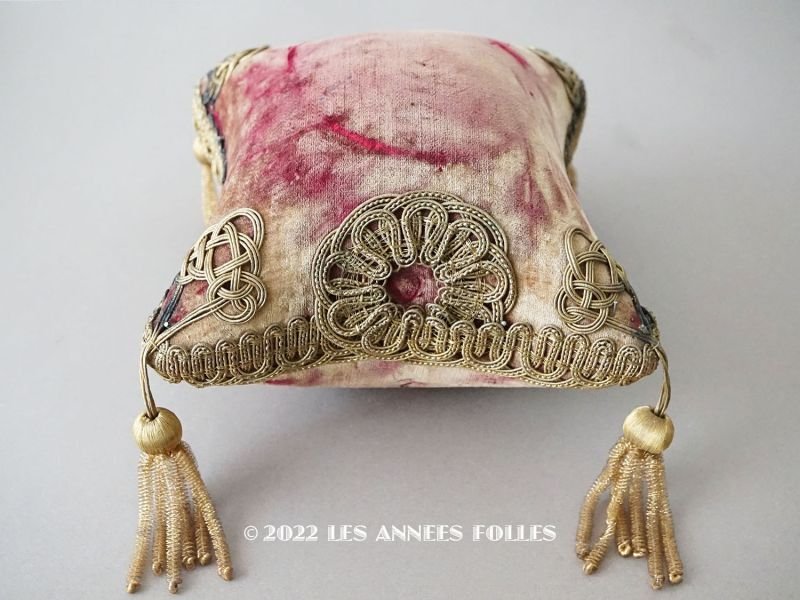 画像1: 19世紀末 アンティーク グローブ・ド・マリエのクッション ピンクッション ボルドー