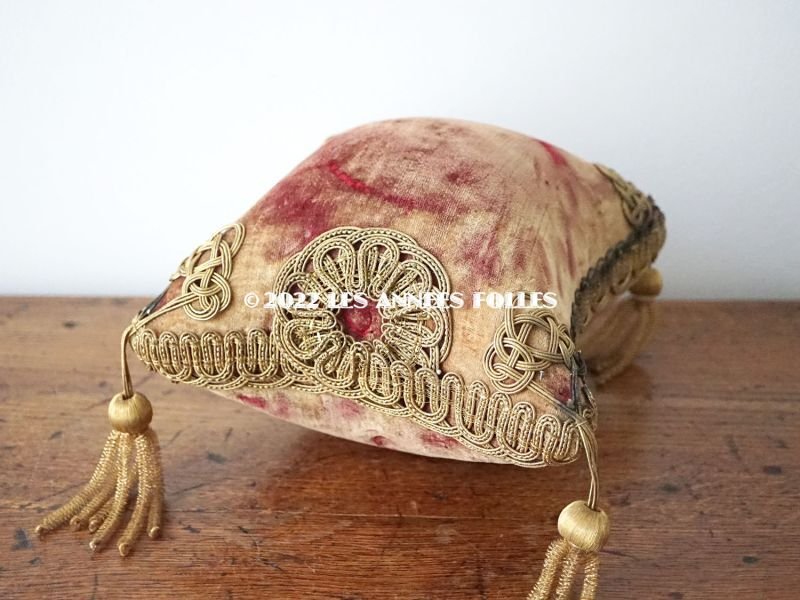 画像10: 19世紀末 アンティーク グローブ・ド・マリエのクッション ピンクッション ボルドー