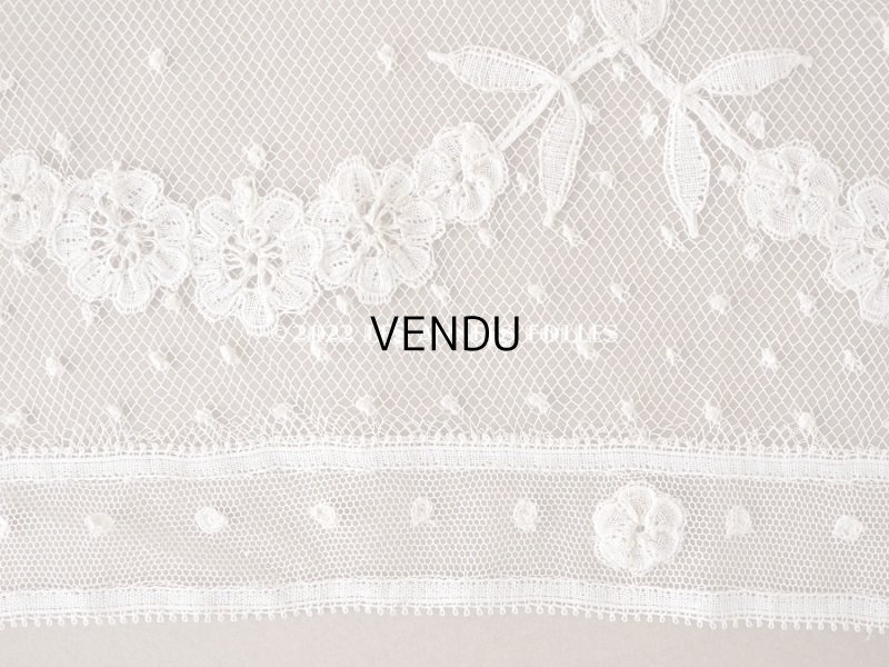 画像15: アンティーク  花のガーランド 幅広 手編みのボビンレース アプリカシオン・アングルテール 1.68m 幅16.4cm