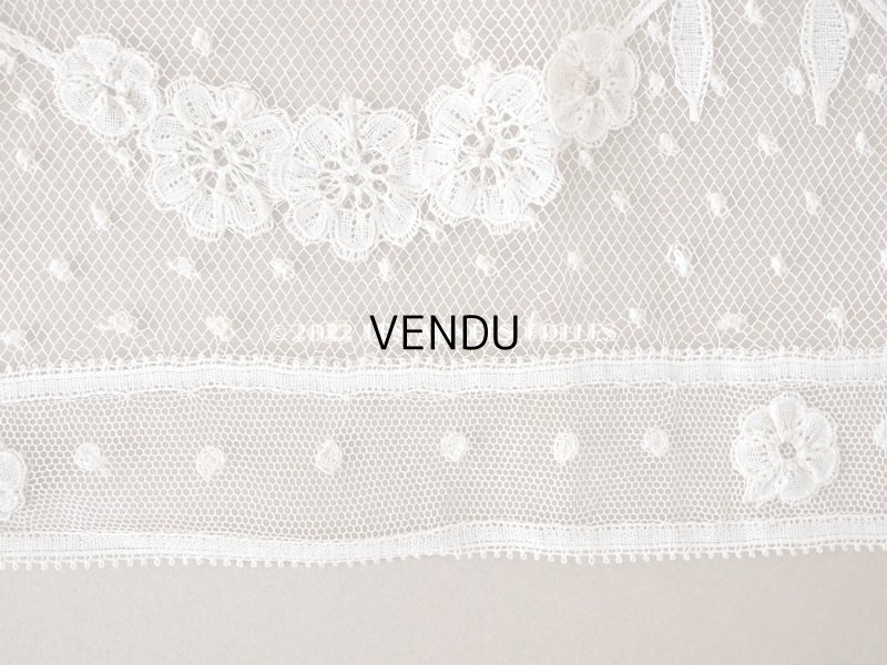 画像14: アンティーク  花のガーランド 幅広 手編みのボビンレース アプリカシオン・アングルテール 1.68m 幅16.4cm