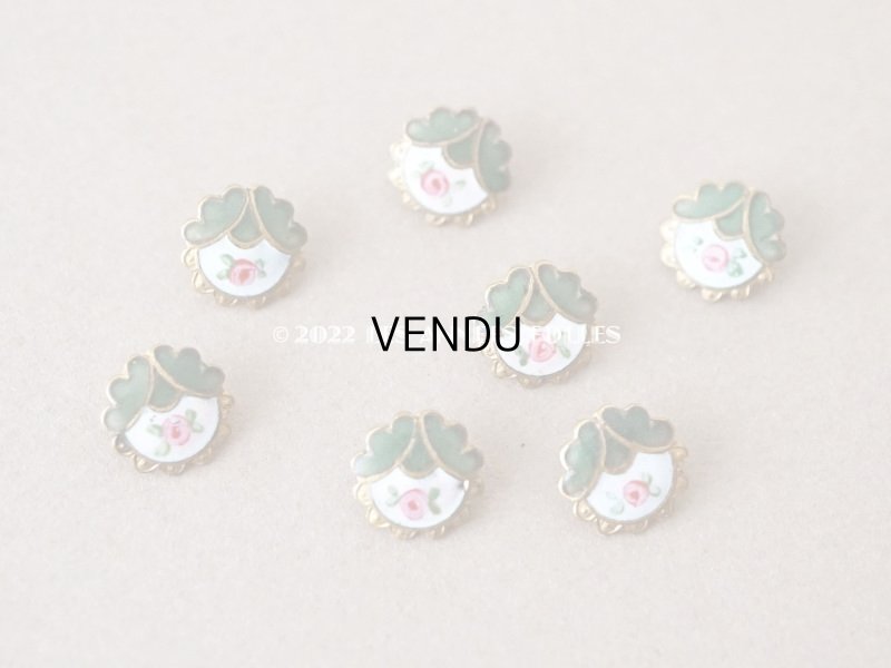 画像5: アンティーク ドール用 極小 エナメル ボタン 薔薇 ハンドペイント 9mm ピース売り