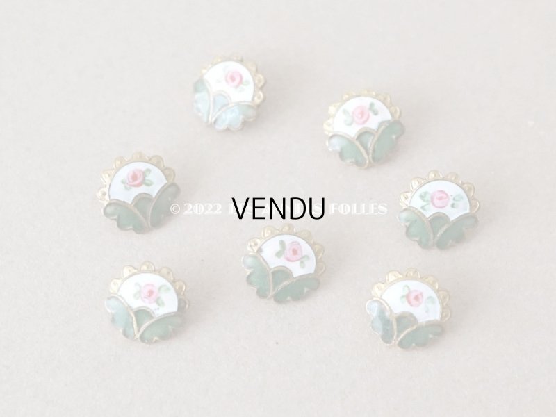 画像3: アンティーク ドール用 極小 エナメル ボタン 薔薇 ハンドペイント 9mm ピース売り