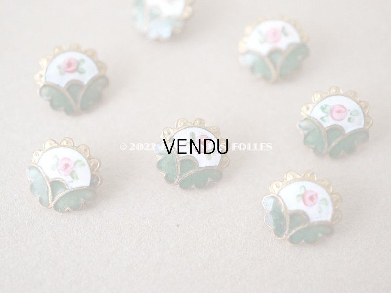 画像4: アンティーク ドール用 極小 エナメル ボタン 薔薇 ハンドペイント 9mm ピース売り