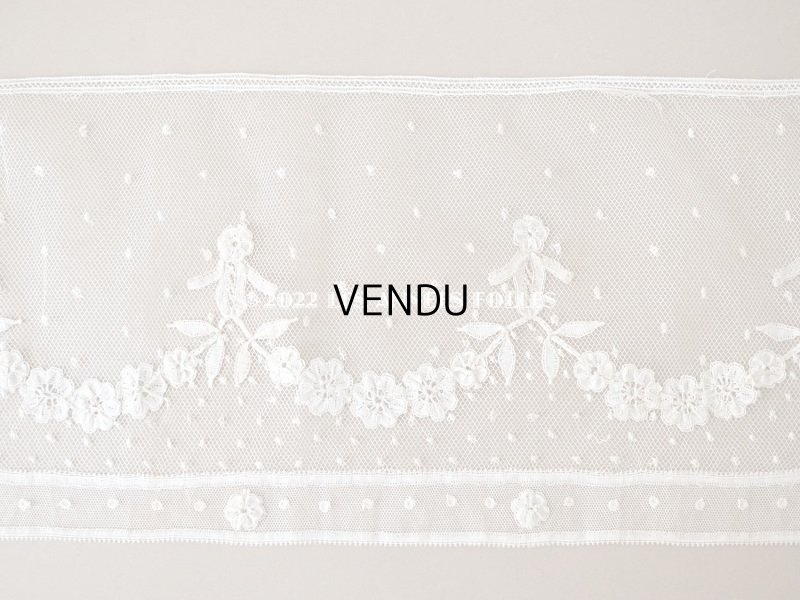 画像10: アンティーク  花のガーランド 幅広 手編みのボビンレース アプリカシオン・アングルテール 1.68m 幅16.4cm