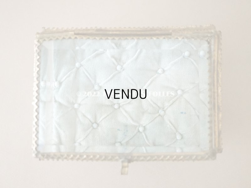 画像7: 19世紀 アンティーク 天使＆薔薇のガーランドのオルモル 大きなジュエリーケース ブルー・グリーンのベルベットのクッション