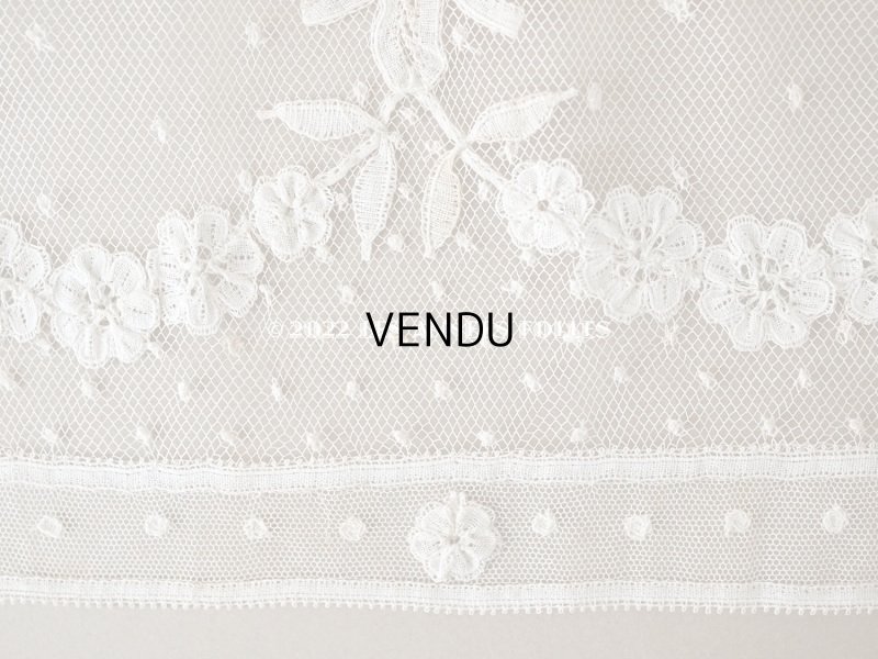 画像11: アンティーク  花のガーランド 幅広 手編みのボビンレース アプリカシオン・アングルテール 1.68m 幅16.4cm