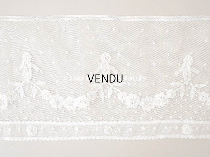 画像4: アンティーク  花のガーランド 幅広 手編みのボビンレース アプリカシオン・アングルテール 1.68m 幅16.4cm