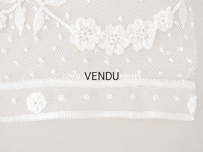 画像13: アンティーク  花のガーランド 幅広 手編みのボビンレース アプリカシオン・アングルテール 1.68m 幅16.4cm