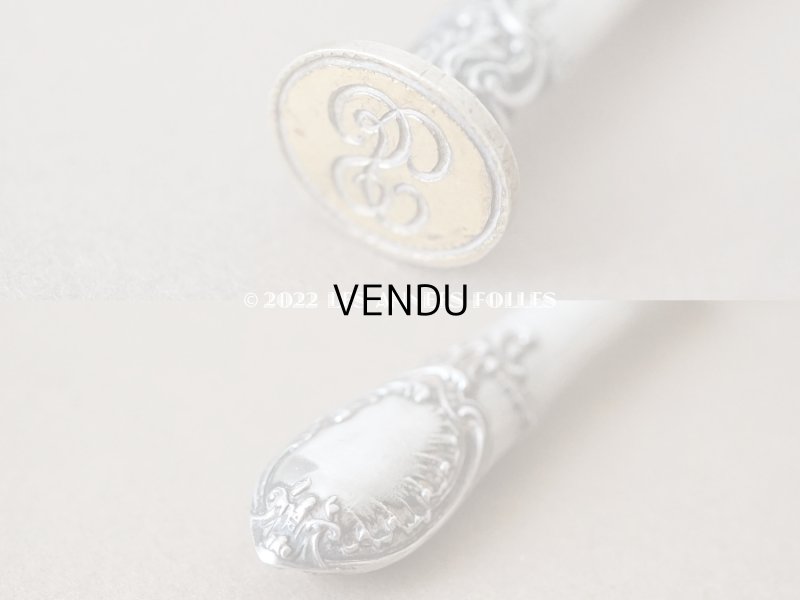 画像8: 1900年代 アンティーク シルバー製 シーリングスタンプ ロカイユ装飾 箱入り【 S.L 】