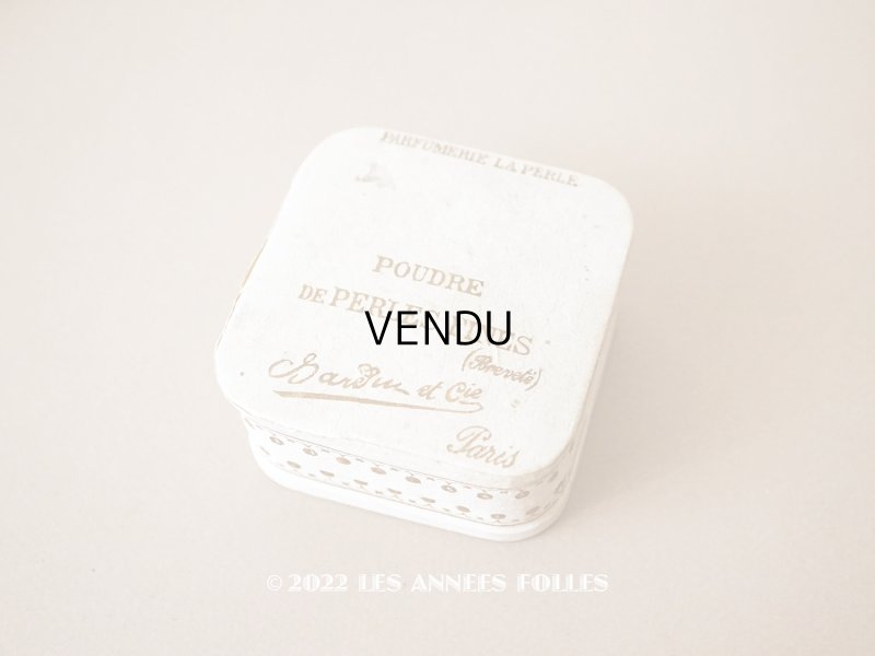 画像1: アンティーク パウダーボックス POUDRE DE PERLES FINES - PARFUMERIE LA PERLE PARIS -