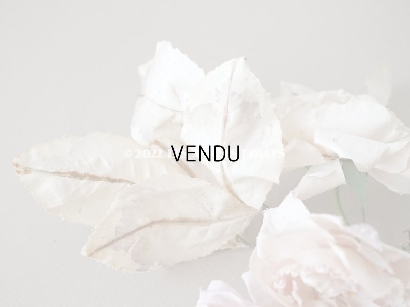 画像9:  アンティーク 薔薇の布花 4輪のブーケ クォーターロゼット咲き パウダーピンク