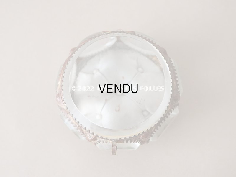 画像5: 19世紀末 アンティーク ジュエリーボックス パウダーブルーのクッション ラウンド型 ロカイユ装飾の脚